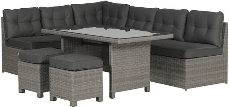 Van Kooten Tuin en Buitenleven Coral lounge dining set 5-delig Organisch grijs donker antraciet- Wicker- Garden Impressions