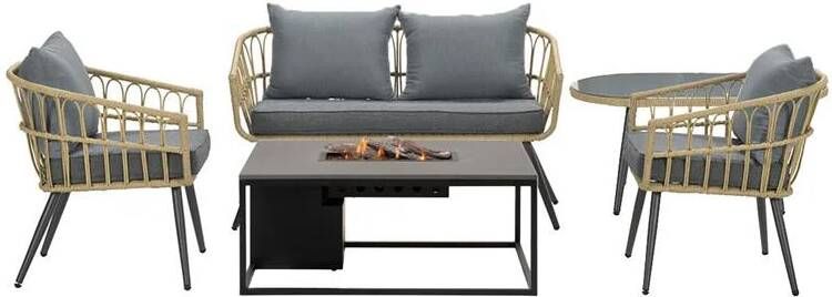 Garden Impressions Tarulo loungeset + Cosiloft vuurtafel 120 cm