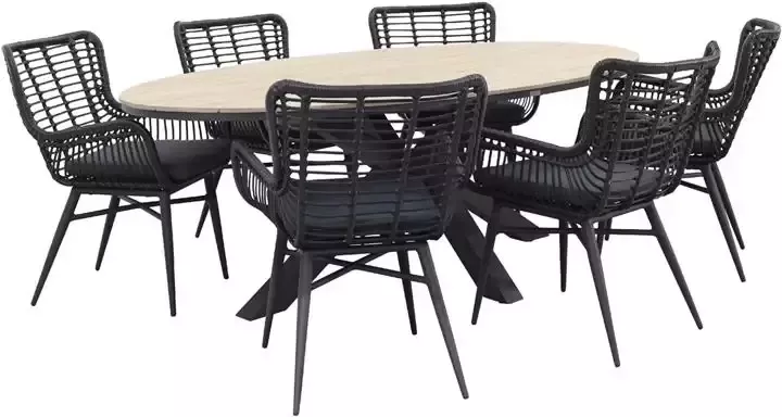 Garden Impressions Jasmine Black|Edison 220x115 cm. ovale tuinset
