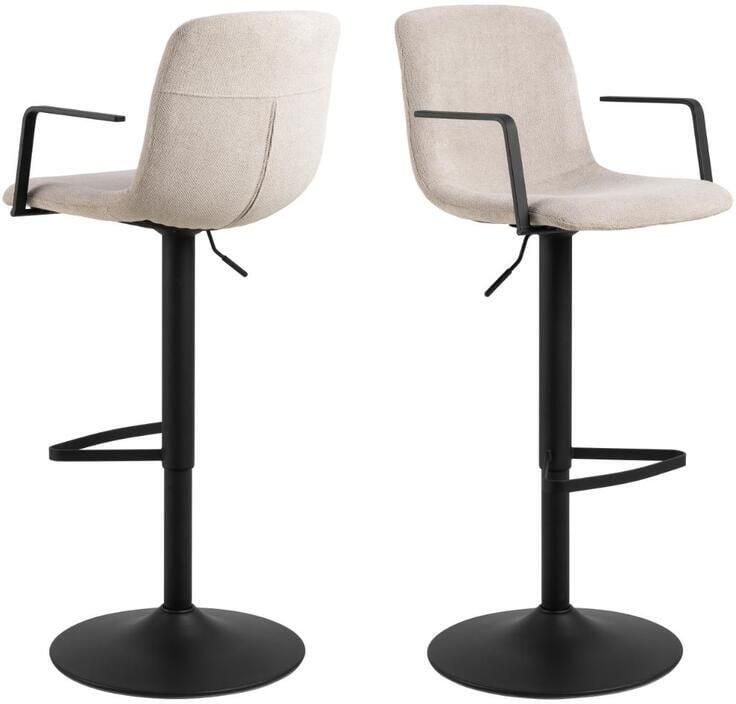 Giga Living Barkruk Beige Stof Zithoogte 84cm Selvik Set van 2