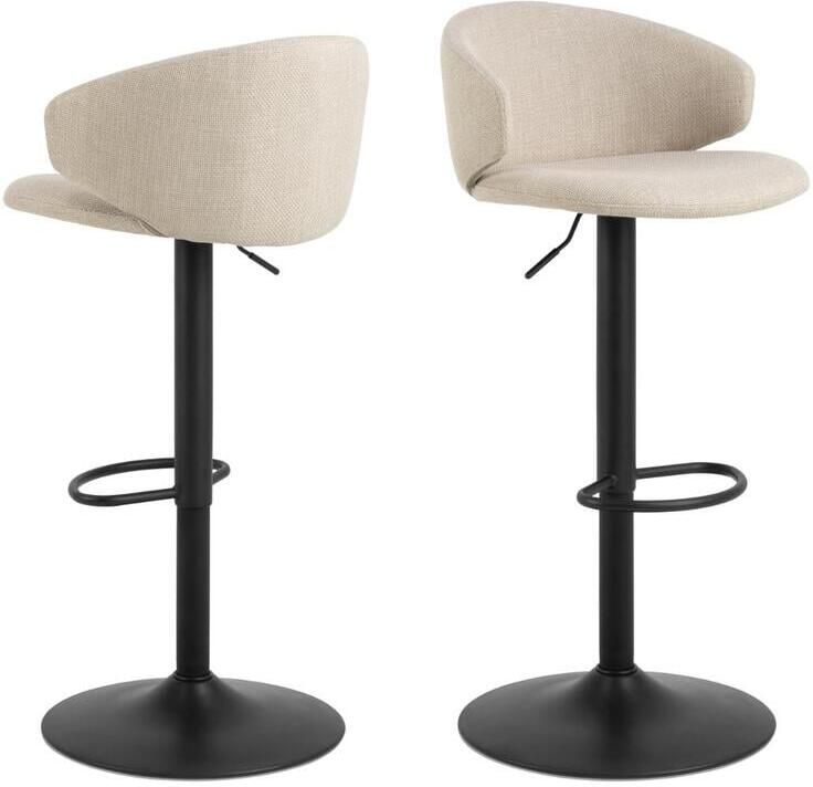 Giga Living Barkruk Valerie Beige Zwart Stof Zithoogte 82cm Set van 2 - Foto 2