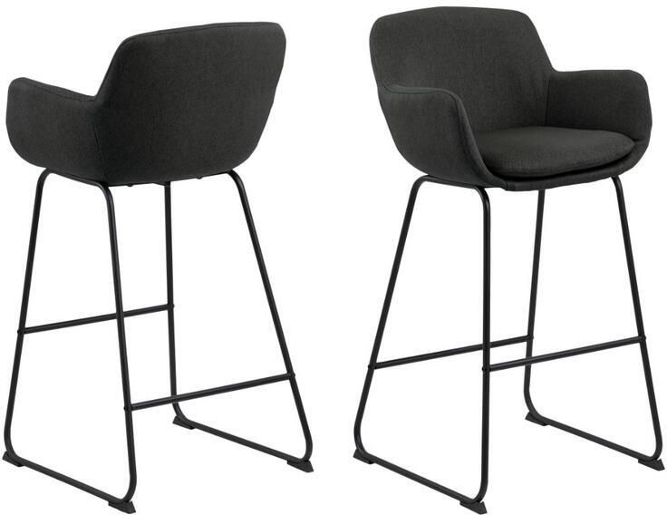 Giga Living Barkruk Larka Donkergrijs Stof Zithoogte 76cm Set van 2 - Foto 2