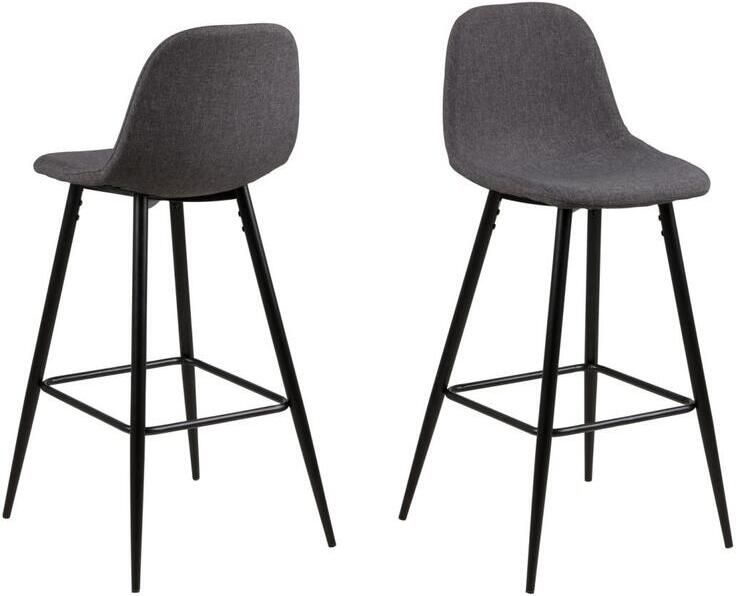 Giga Living Barkruk Willy Grijs Zwart Zithoogte 75cm Set van 2 - Foto 2