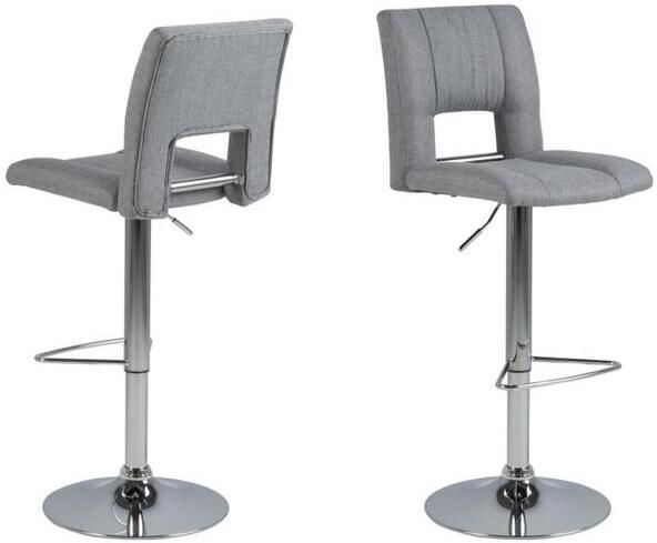 Giga Living Barkruk Lichtgrijs|Zilver Zithoogte 83cm Wistad Set van 2 - Foto 2