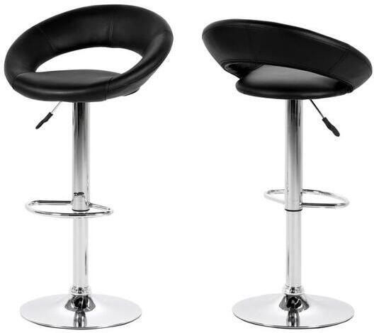 Giga Living Barkruk Trana Zwart PU Leer Zithoogte 79cm Set van 2 - Foto 2