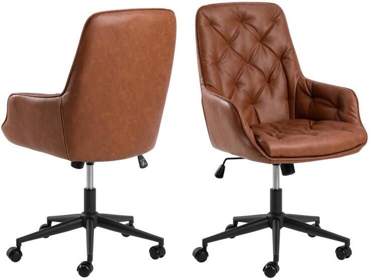 Giga Living Bureaustoel Alleri Brandy PU Leer Zithoogte 57cm - Foto 4