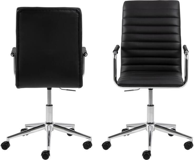 Giga Living Bureaustoel Wistra Zwart Leer Draaibaar 58x51x103cm - Foto 2