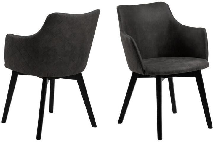 Giga Living Eetkamerstoel Antraciet Stof Zithoogte 45cm Mollen Set van 2