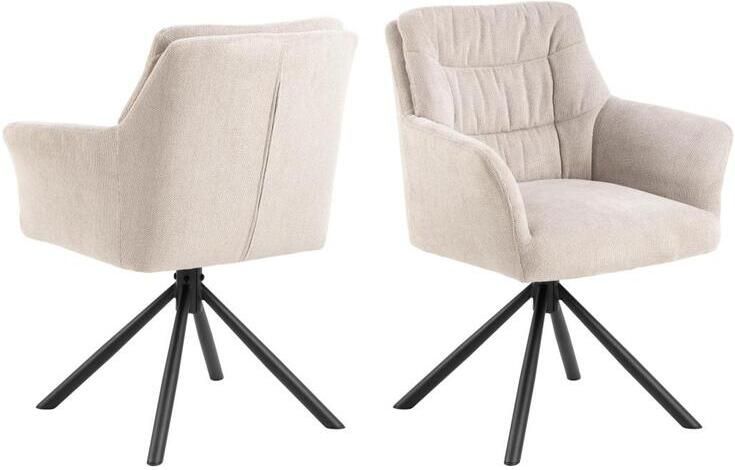 Giga Living Eetkamerstoel Beige Stof Zithoogte 50cm Traska Set van 2