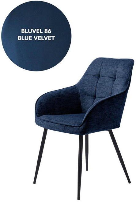 Giga Living Eetkamerstoel Nolan Square Blauw Velvet Set van 2 - Foto 2