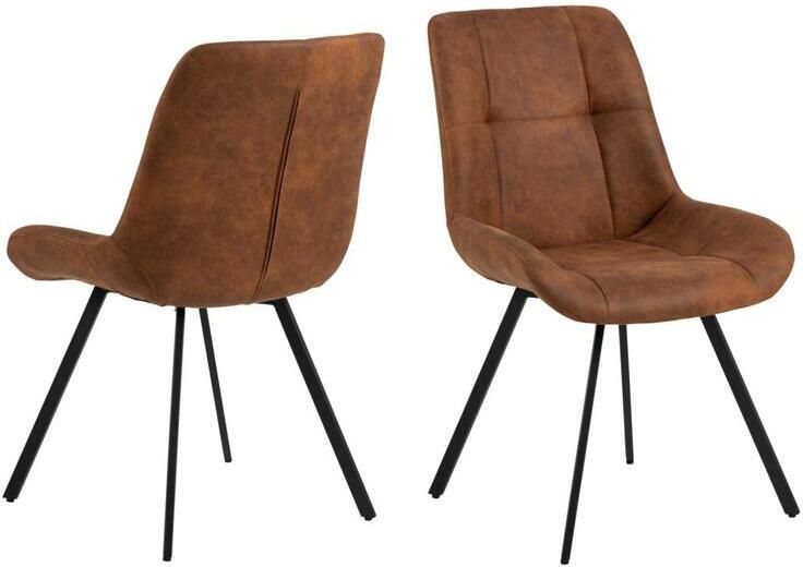 Giga Living Eetkamerstoel Zundra Bruin Stof Zithoogte 47cm Set van 2 - Foto 2