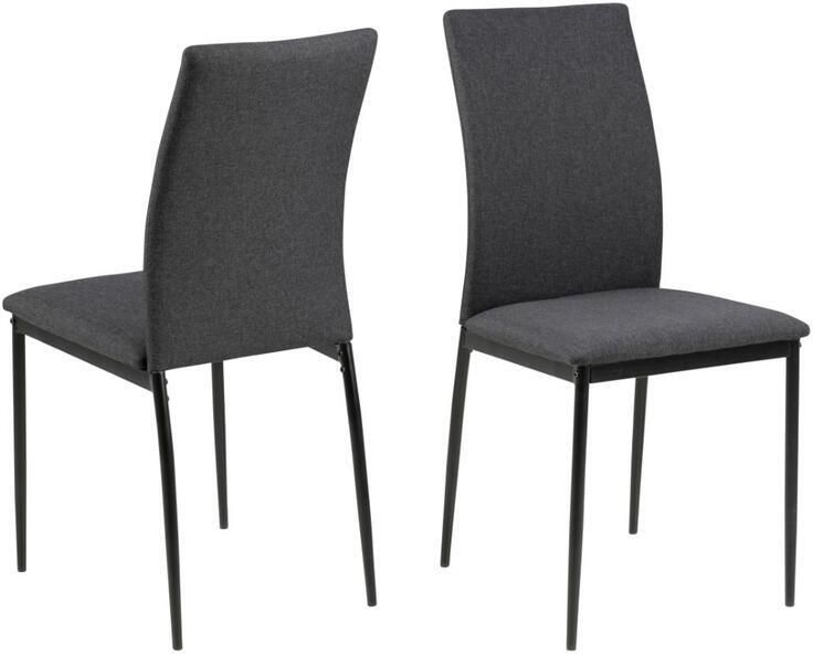 Giga Living Eetkamerstoel Grijs Stof Zithoogte 48 5cm Grondal Set van 4