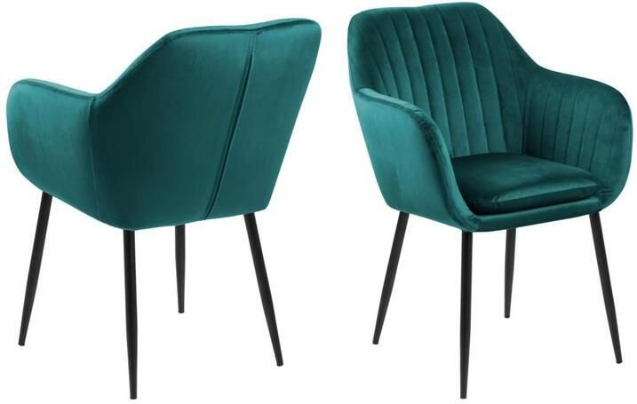 Giga Living Eetkamerstoel Groen Stof Zithoogte 49cm Fiska - Foto 3