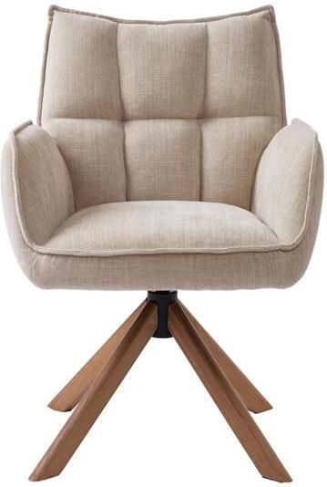 Giga Living Eetkamerstoel Marilla Linnen Eikenhout 59x65x86cm Set van 2 - Foto 2