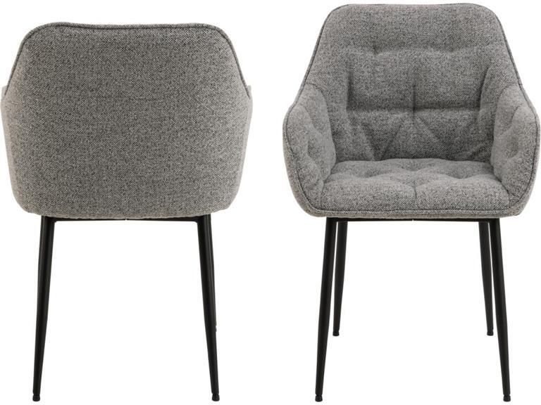 Giga Living Eetkamerstoel Stof Grijs Incl. Armleuning 58x55x83cm Set van 2 - Foto 2