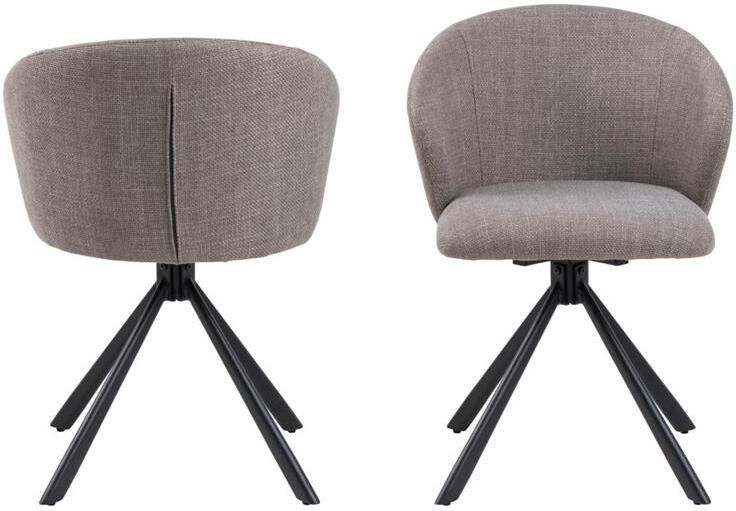 Giga Living Eetkamerstoel Stof Lichtgrijs Draaibaar 46x58x80cm Set van 2 - Foto 3