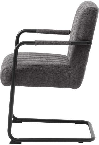 Giga Living Eetkamerstoel Donkergrijs Set Van 2 Incl. Armleuning Metaal & Polyester 62x54x87 cm Eetkamerstoel Trout - Foto 2