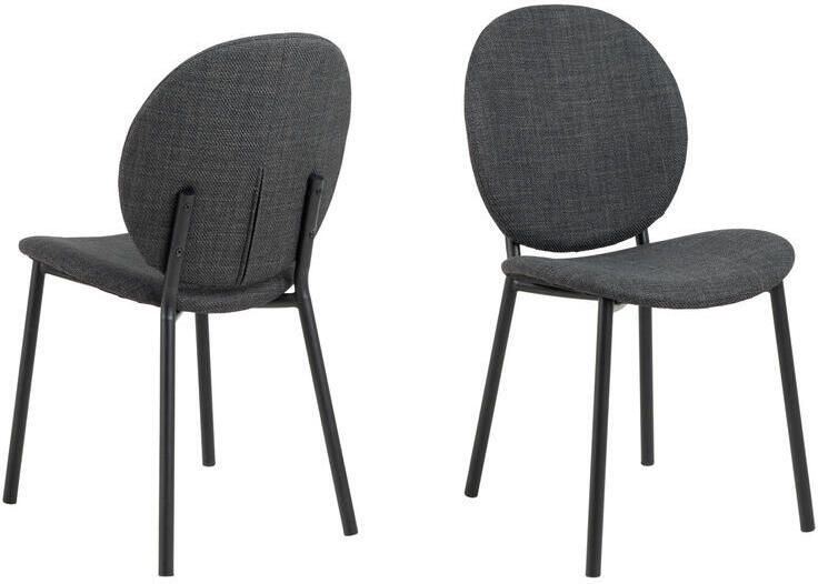 Giga Living Eetkamerstoel Elda Antraciet Stof Zithoogte 46 5cm Set van 2 - Foto 2