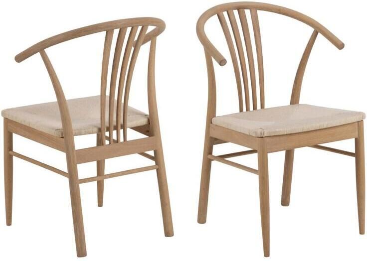 Giga Living Hjem Interiors Saga Eetkamerstoel Blank Eiken|Gebroken Wit set van 2 - Foto 2