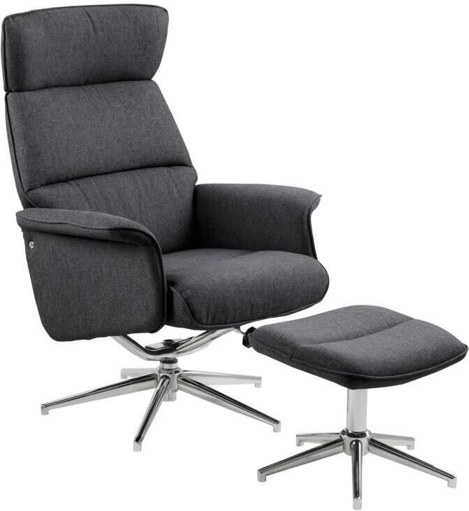 Leen Bakker Relaxfauteuil Corsas stof donkergrijs (incl. voetenbank) - Foto 3