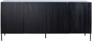 Giga Meubel Dressoir Zwart Mangohout 200x45x85cm 4-Deurs Kast Roman