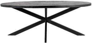 Giga Meubel Eettafel Zwart Mangohout Ovaal 180x100x76 Mansour