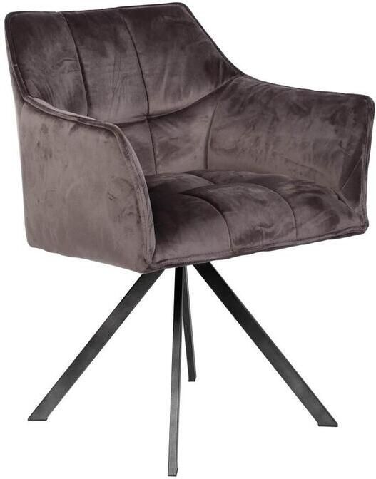 Giga Meubel Armstoel Velvet Antraciet Draaibaar Metalen Poten Set van 2 - Foto 2