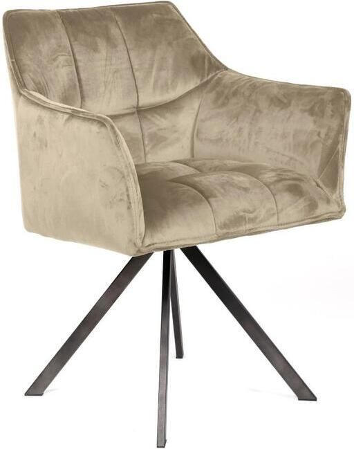 Giga Meubel Eetkamerstoel Velvet Champagne Draaibaar Zithoogte 48cm Set van 2 - Foto 2