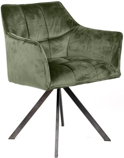 Giga Meubel Armstoel Velvet Groen Draaibaar Metalen Poten Set van 2 - Foto 2