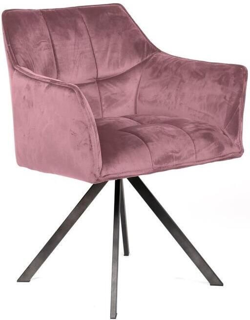 Giga Meubel Armstoel Velvet Roze Draaibaar Metalen Poten Set van 2 - Foto 2