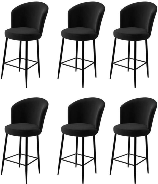 Giga Meubel Barkruk Zwart Metaal-Stof Zithoogte 70cm Fora