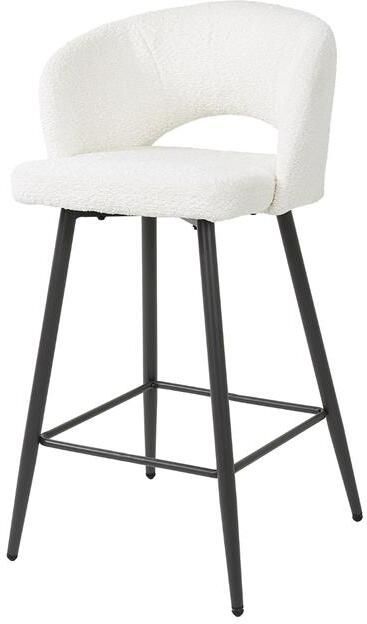 Giga Meubel Barstoel Salon Bouclé Wit Zithoogte 69cm Set van 2 - Foto 2