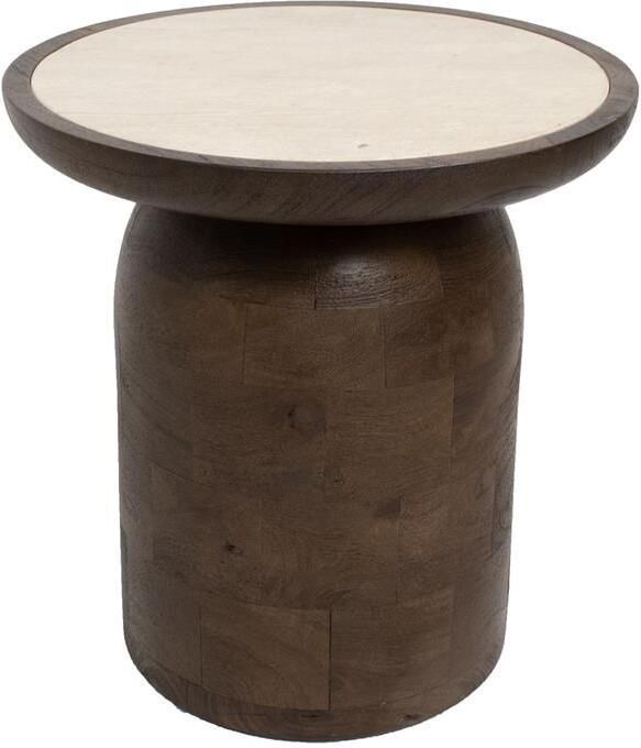 Giga Meubel Bijzettafel Rond Travertin Bruin Ø40cm Bijzettafel Alleta - Foto 2