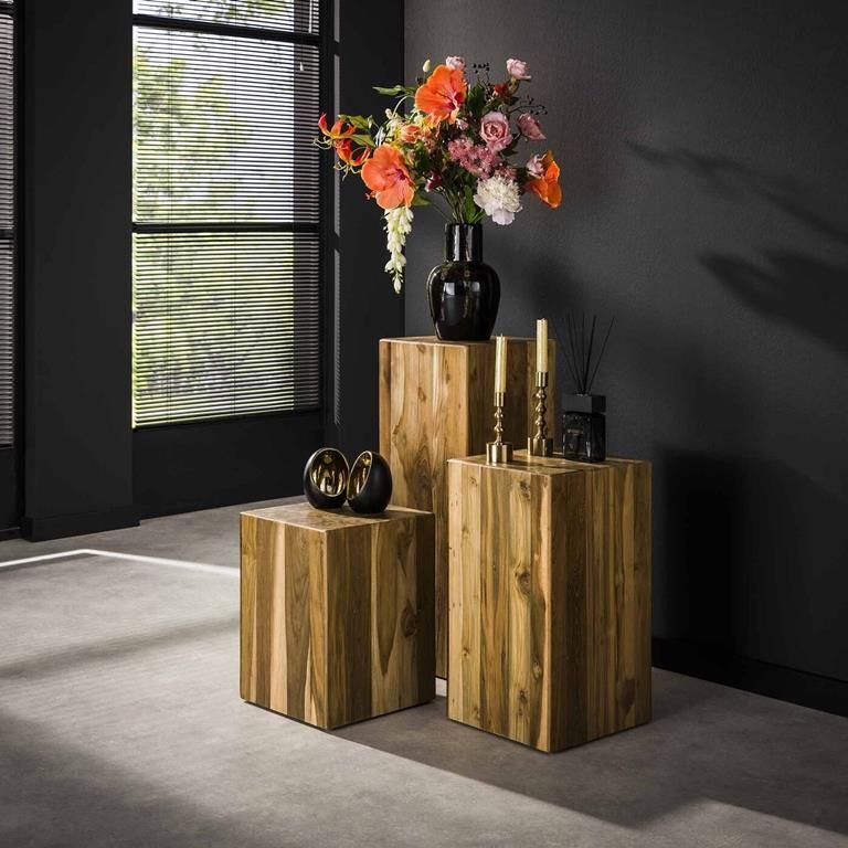 Giga Meubel Bloemenzuil Bole 85cm Gerecycled Teakhout