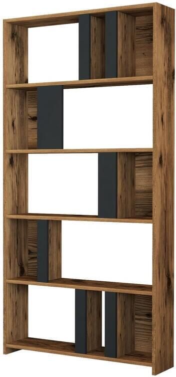 Giga Meubel Boekenkast Walnoot|Antraciet Hout 90x20x180cm Lima - Foto 2