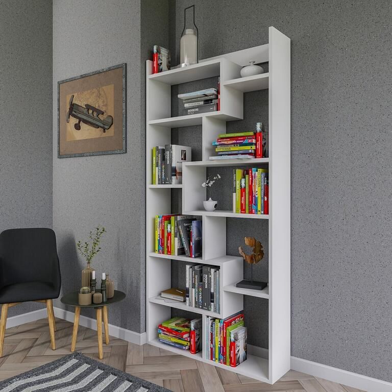 Perfecthomeshop Boekenrek Boekenkast Wit 90x182x22cm Presentatie kast Open kast Wandkast
