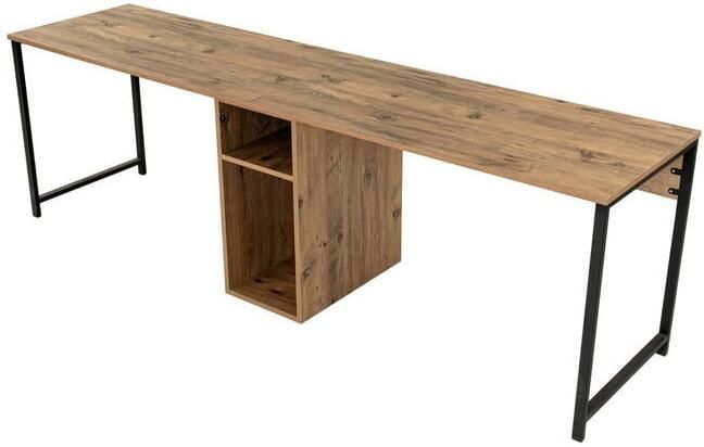 Giga Meubel Bureau Naturel Hout 240x60x74cm Twin