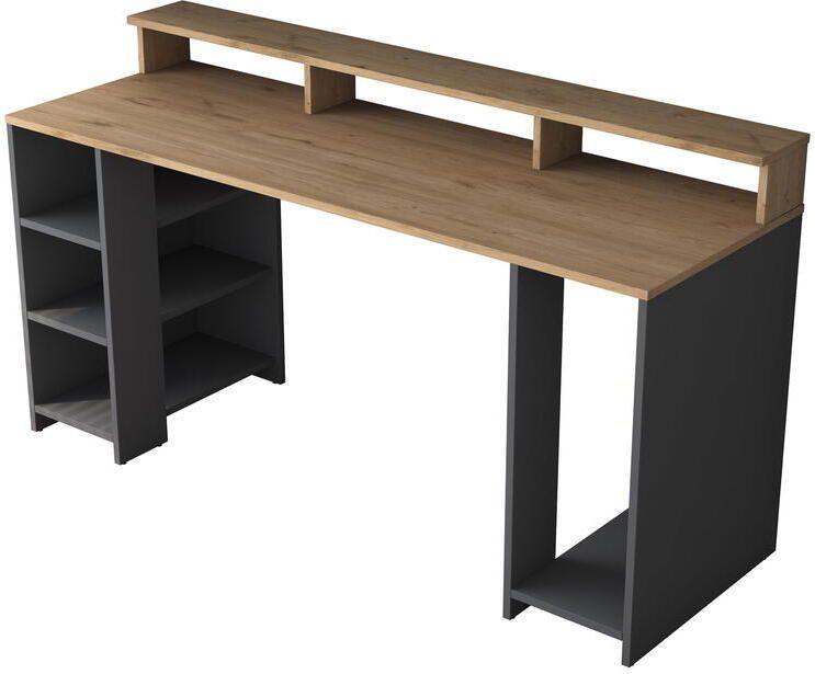 Giga Meubel Bureau Walnoot|Antraciet Hout 160x55x89 5cm Aktas - Foto 2