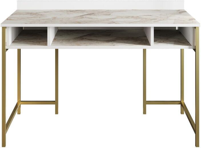 Giga Meubel Bureau Wit|Goud 120x60x75cm Tumata - Foto 2