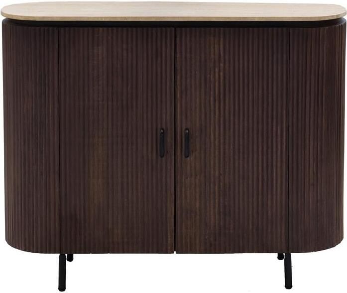 Giga Meubel Dressoir Travertin 120cm Bruin Mangohout 120x35x95cm - Foto 2