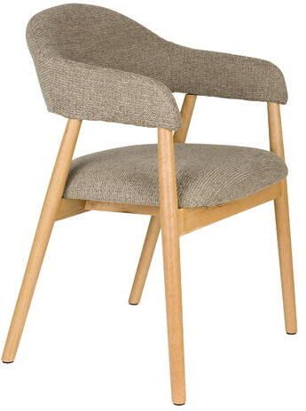 White label living Eetkamerstoel Indy naturel Set 2 zitting stof bruin- poten eikenhout - Foto 2