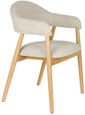 White label living Eetkamerstoel Indy naturel Set 2 zitting stof beige poten eikenhout - Foto 2