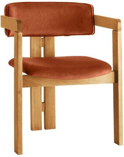 Giga Meubel Eetkamerstoel Naturel Oranje|Velvet Cozy