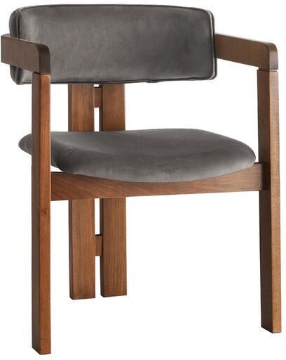 Giga Meubel Eetkamerstoel Walnoot Antraciet|Velvet Cozy