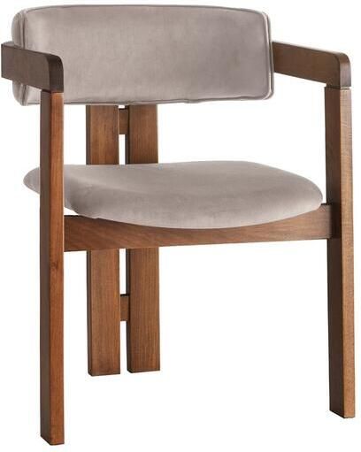 Giga Meubel Eetkamerstoel Walnoot Grijs|Velvet Cozy