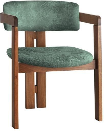Giga Meubel Eetkamerstoel Walnoot Groen|Stof Cozy