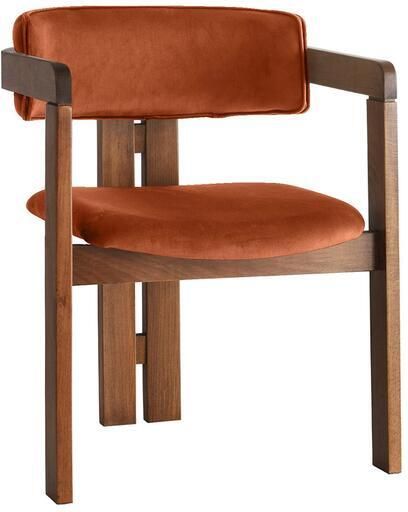 Giga Meubel Eetkamerstoel Walnoot Oranje|Velvet Cozy