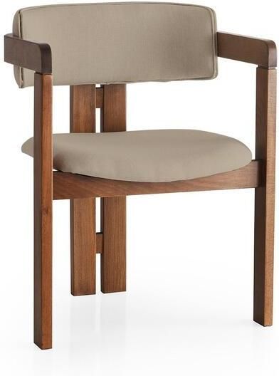 Giga Meubel Eetkamerstoel Walnoot Taupe|Linnen Cozy