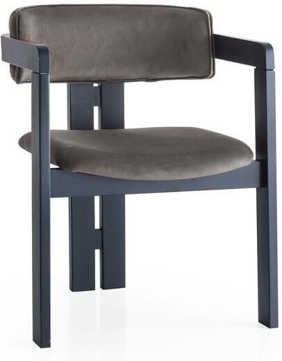 Giga Meubel Eetkamerstoel Zwart Antraciet|Velvet Cozy