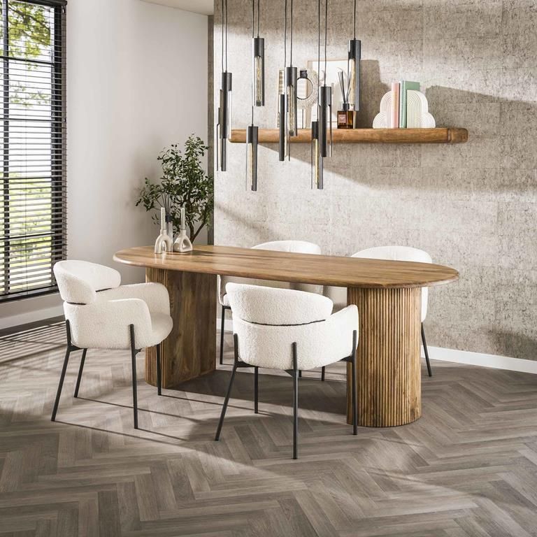 Giga Meubel Eettafel Deens Ovaal Naturel Mangohout 215x90x78cm wave - Foto 3